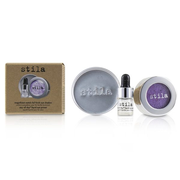 Stila Magnificent Metals Foil Finish Eye Shadow With Mini Stay All Day Liquid Eye Primer - Titanium  2pcs Supply