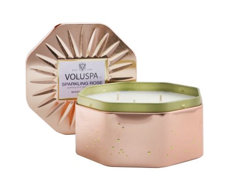 Voluspa 3 Wick Octagon Tin Candle - Sparkling Rose  340g 12oz Online Hot Sale