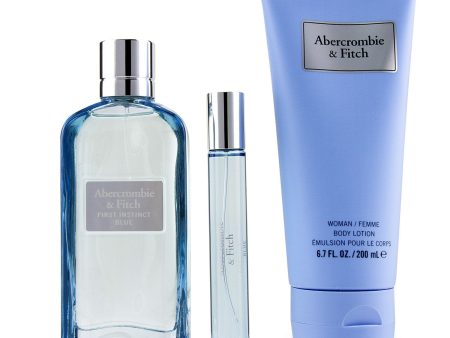 Abercrombie & Fitch First Instinct Blue Coffret: Eau De Parfum Spray 100ml 3.4oz + Body Lotion 200ml 6.7oz + Eau De Parfum Spray 15ml 0.5oz  3pcs on Sale