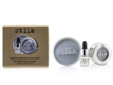 Stila Magnificent Metals Foil Finish Eye Shadow With Mini Stay All Day Liquid Eye Primer - Titanium  2pcs Supply