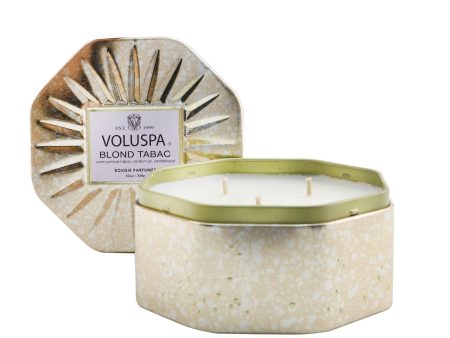 Voluspa 3 Wick Octagon Tin Candle - Blond Tabac  340g 12oz For Discount