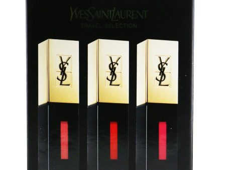 Yves Saint Laurent Rouge Pur Couture Vernis A Levres Glossy Stain Trio Set (7, 9, 12)  3x6ml 0.2oz For Sale