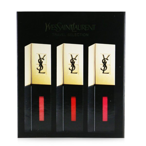 Yves Saint Laurent Rouge Pur Couture Vernis A Levres Glossy Stain Trio Set (7, 9, 12)  3x6ml 0.2oz For Sale