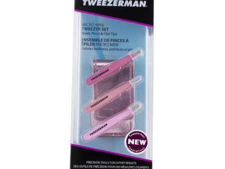 Tweezerman Micro Mini Tweezer Set  3pcs+1case Hot on Sale