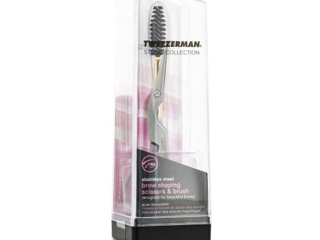 Tweezerman Stainless Steel Brow Shaping Scissors & Brush (Studio Collection)  2pcs Discount