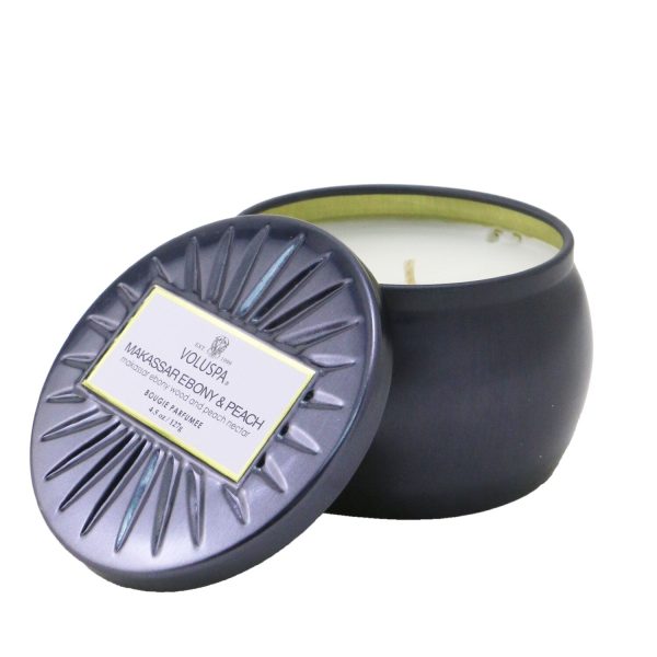 Voluspa Mini Tin Candle - Makassar Ebony & Peach  127g 4.5oz Online Hot Sale